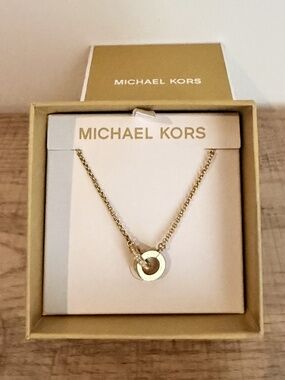 Michael Kors 14k Gold Plated Interlocking-Circles Rhinestone Necklace